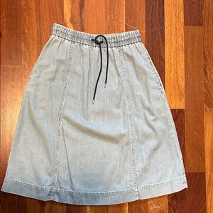 GAP Pale Blue Denim A-Line Skirt with Black Drawstring
